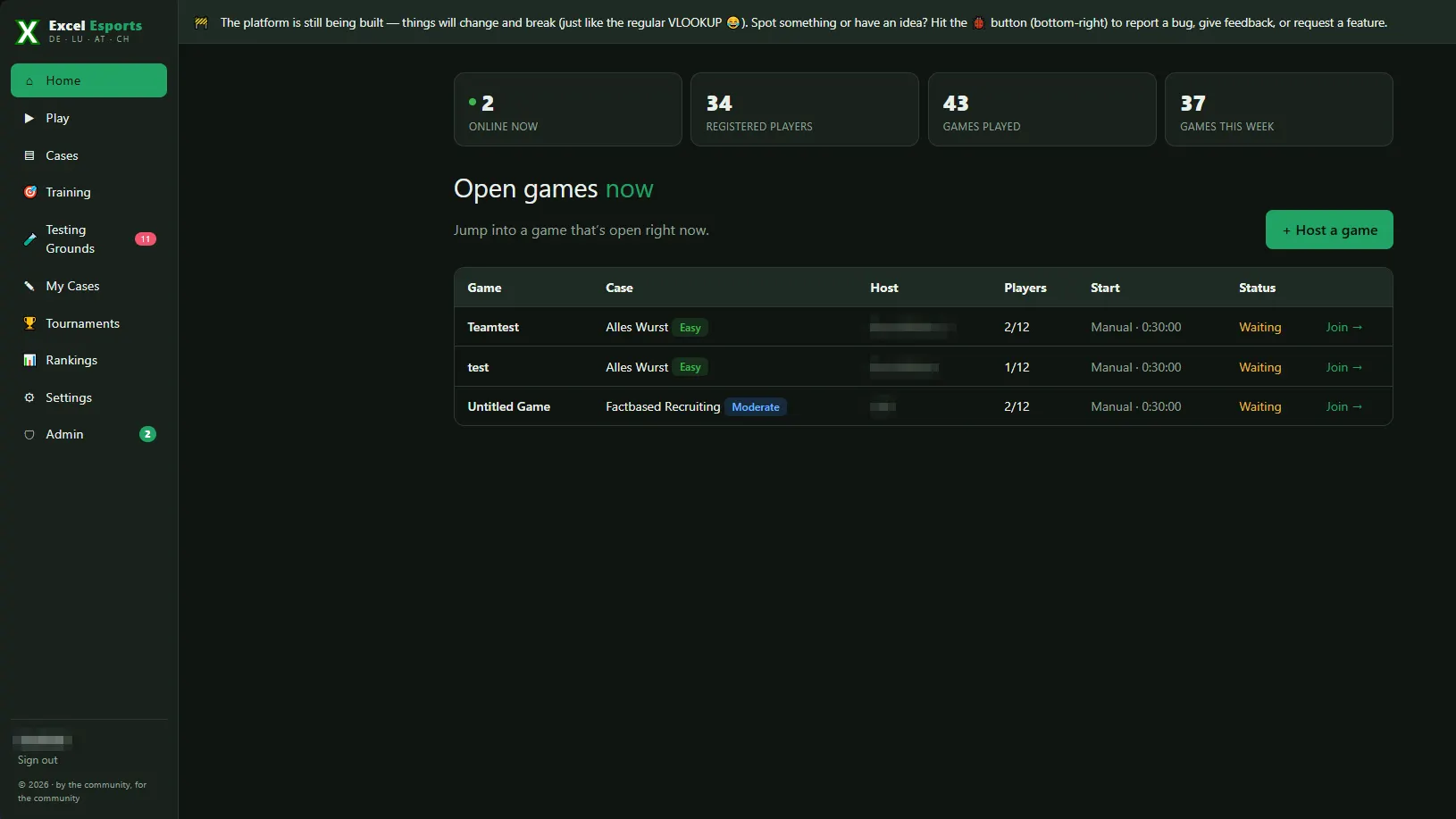 The Excel esports DACH finals platform